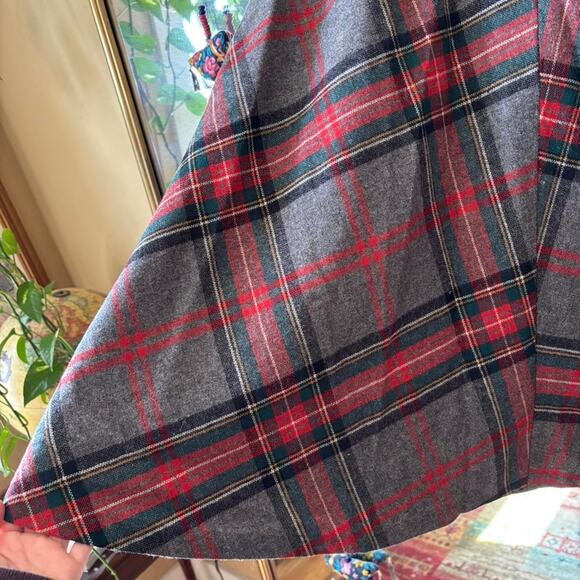 Vintage Handmade Plaid Midi Skirt Festive Holiday 28 Xmas - Picture 5 of 7